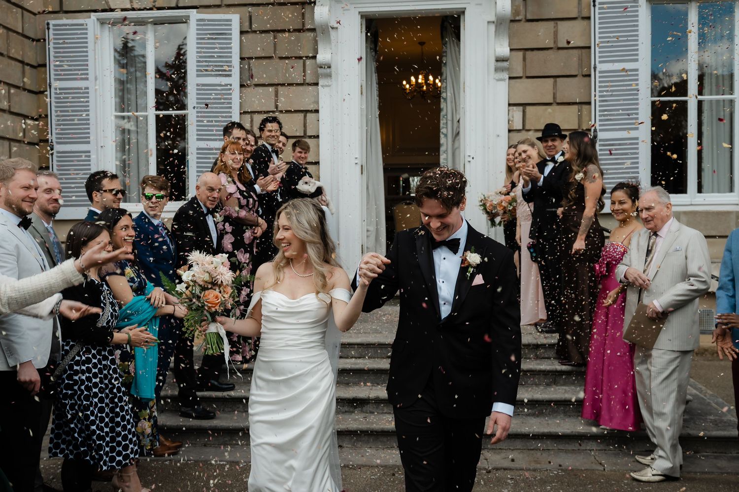 Confetti exit at the back gardens of York House Twickenham