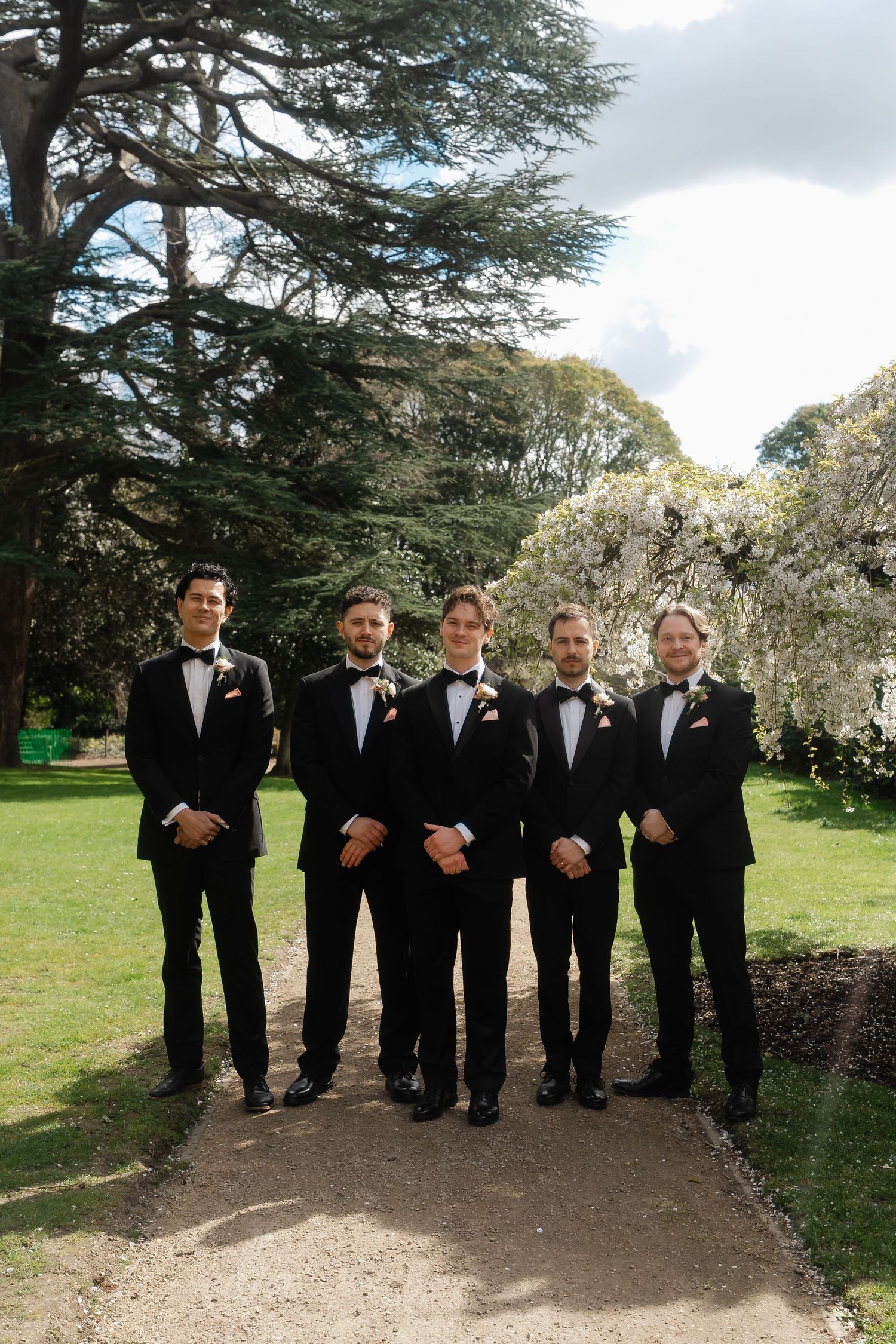 Groom with groomsmen before ceremony at York House Twickenham wedding