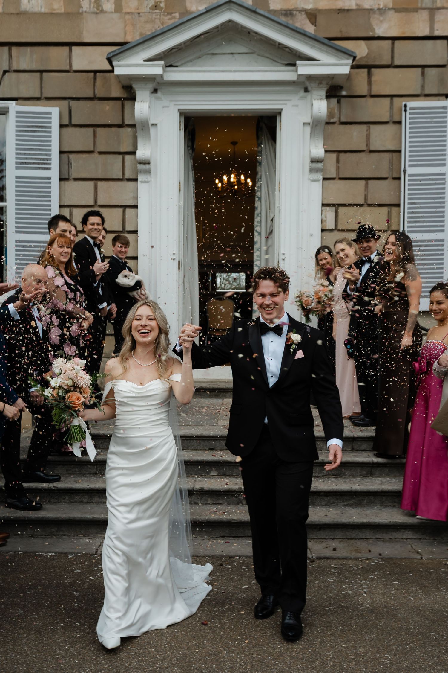 Confetti exit at the back gardens of York House Twickenham