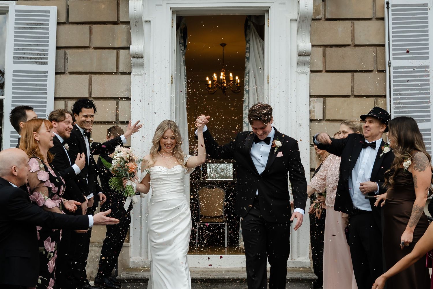 Confetti exit at the back gardens of York House Twickenham