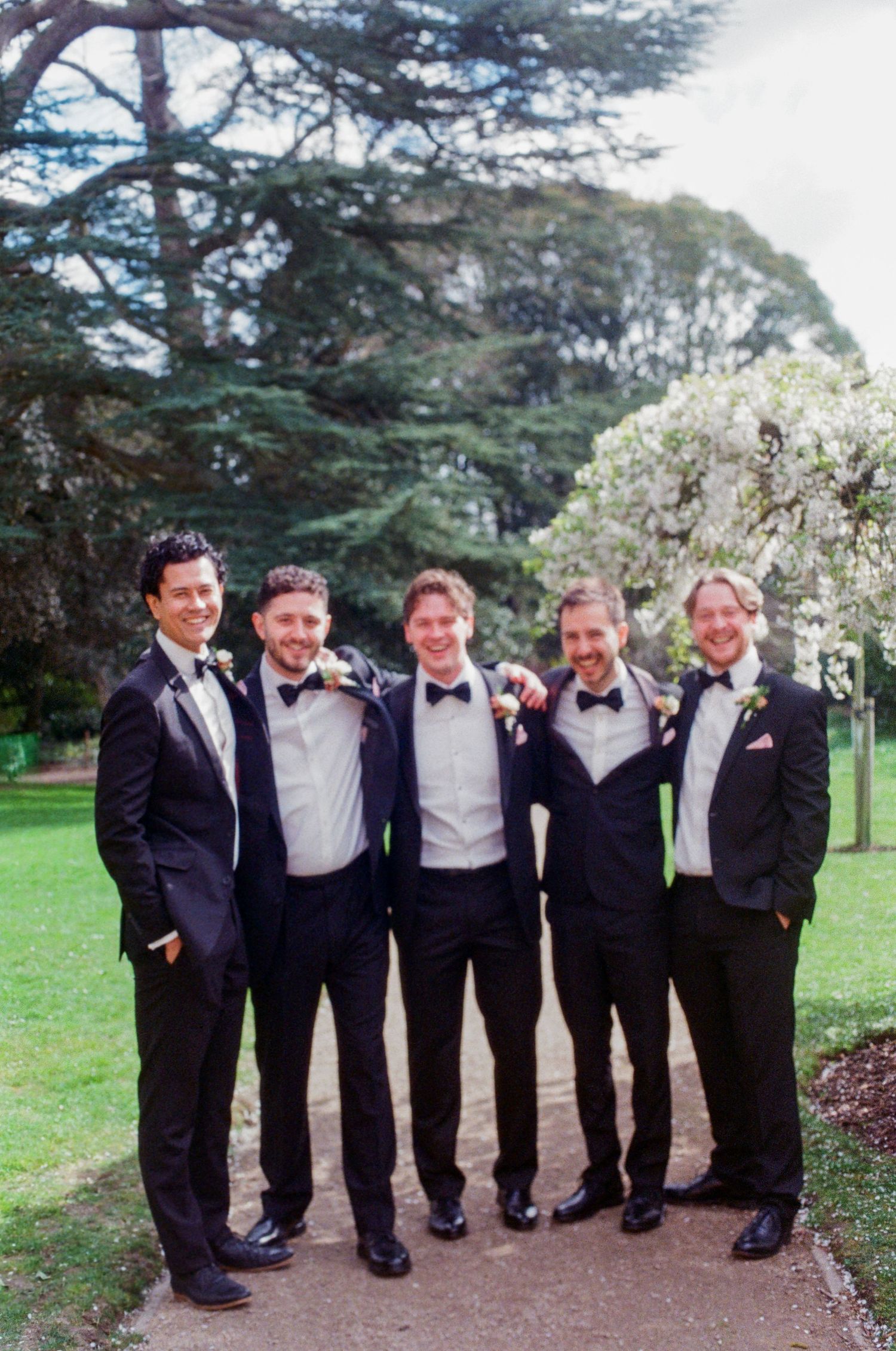 Groom with groomsmen before ceremony at York House Twickenham wedding