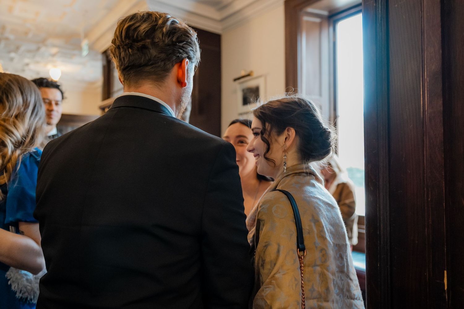 Guests gathering outside York House before ceremony
