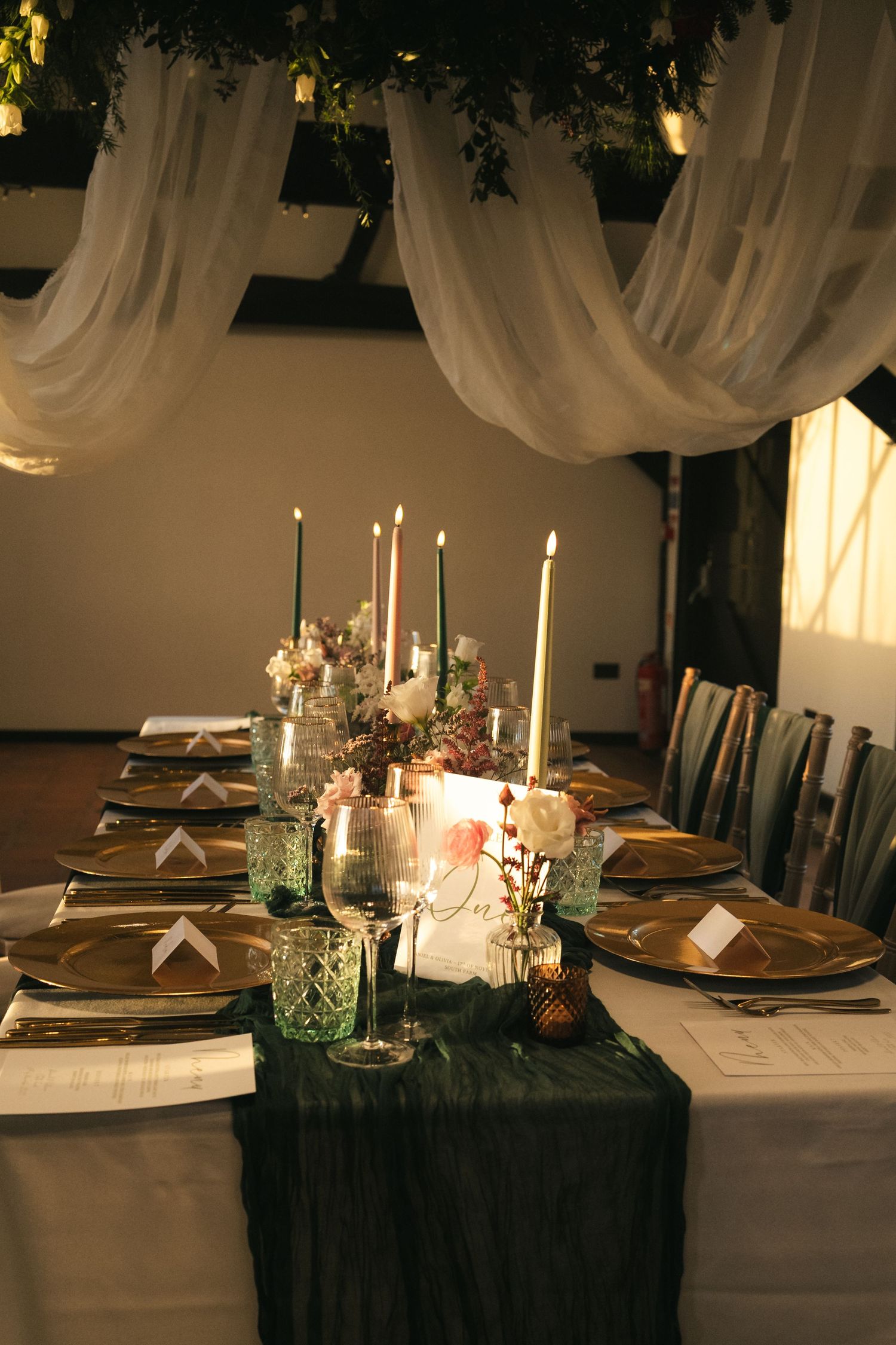 Reception styling at South Farm, captured by @lyfphotos
