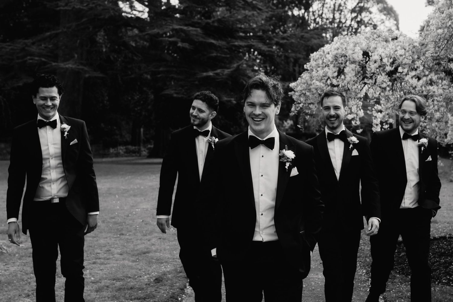 Groom with groomsmen before ceremony at York House Twickenham wedding