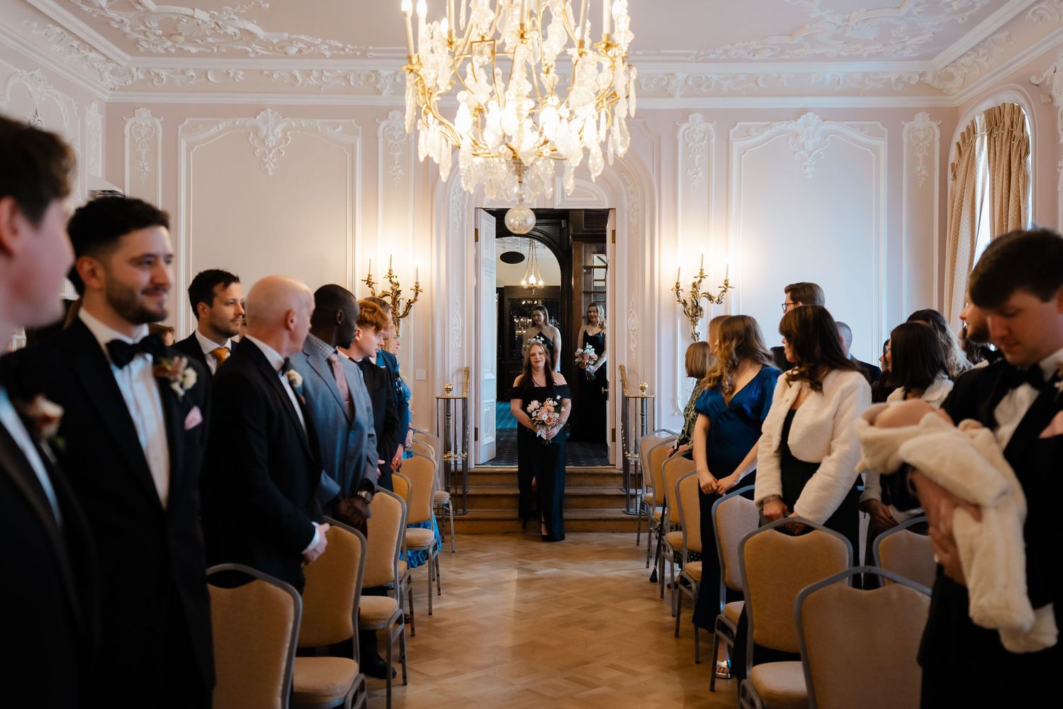 Ceremony inside The Salon pink room at York House Twickenham