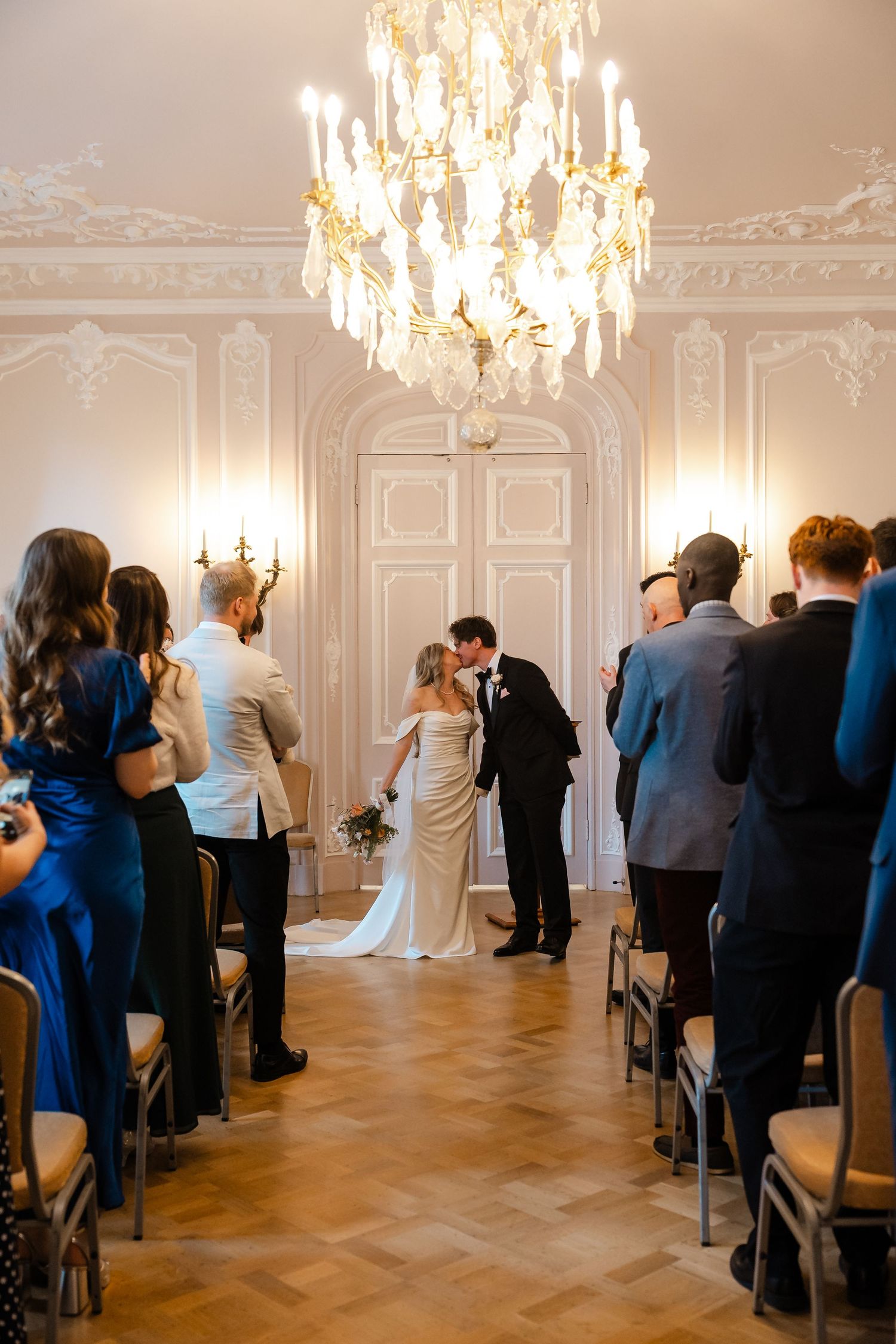 Ceremony inside The Salon pink room at York House Twickenham
