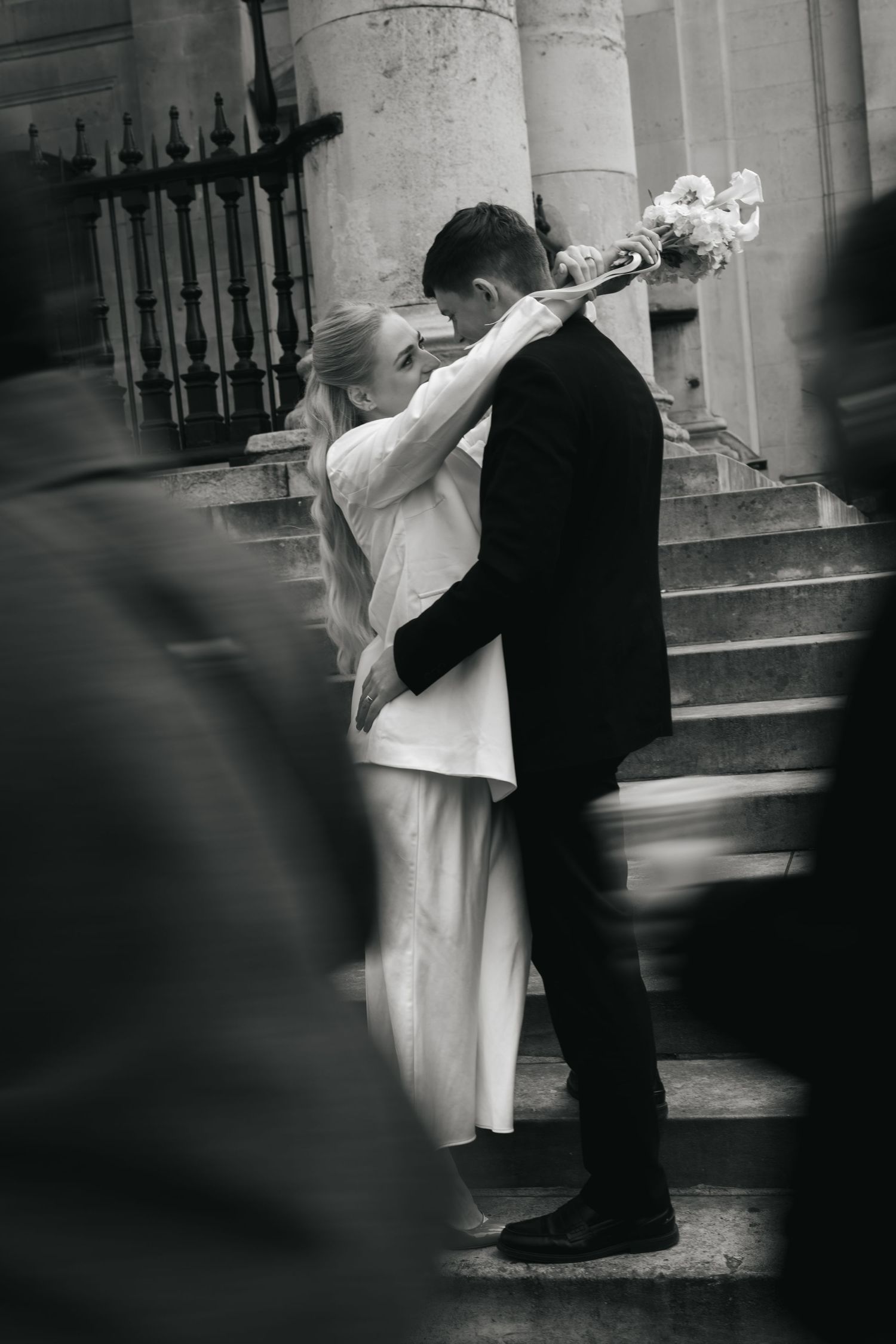 “Couple in Trafalgar Square by the National Gallery during a London couples photoshoot.”