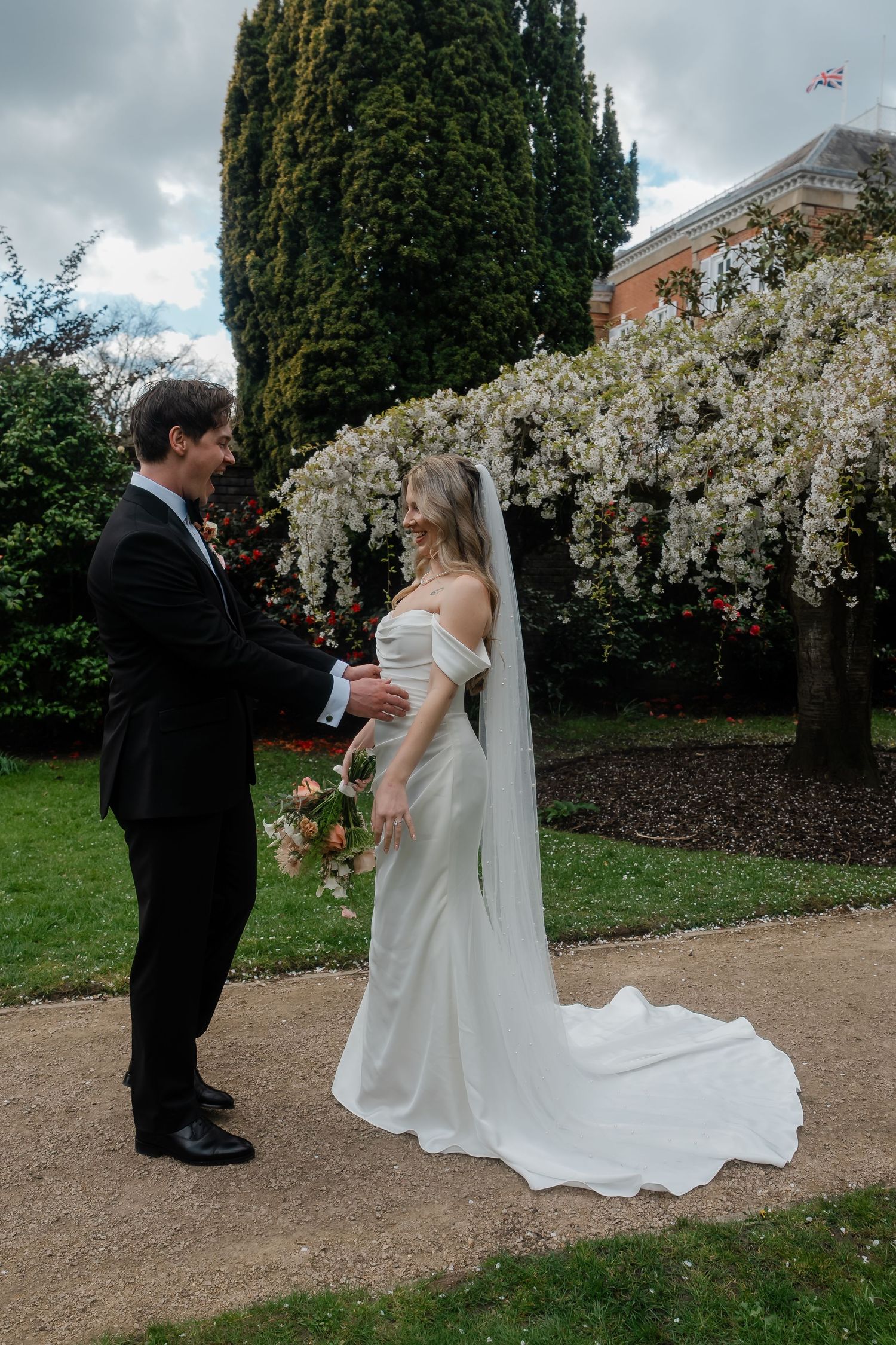 First look under blooming white tree outside York House in Twickenham