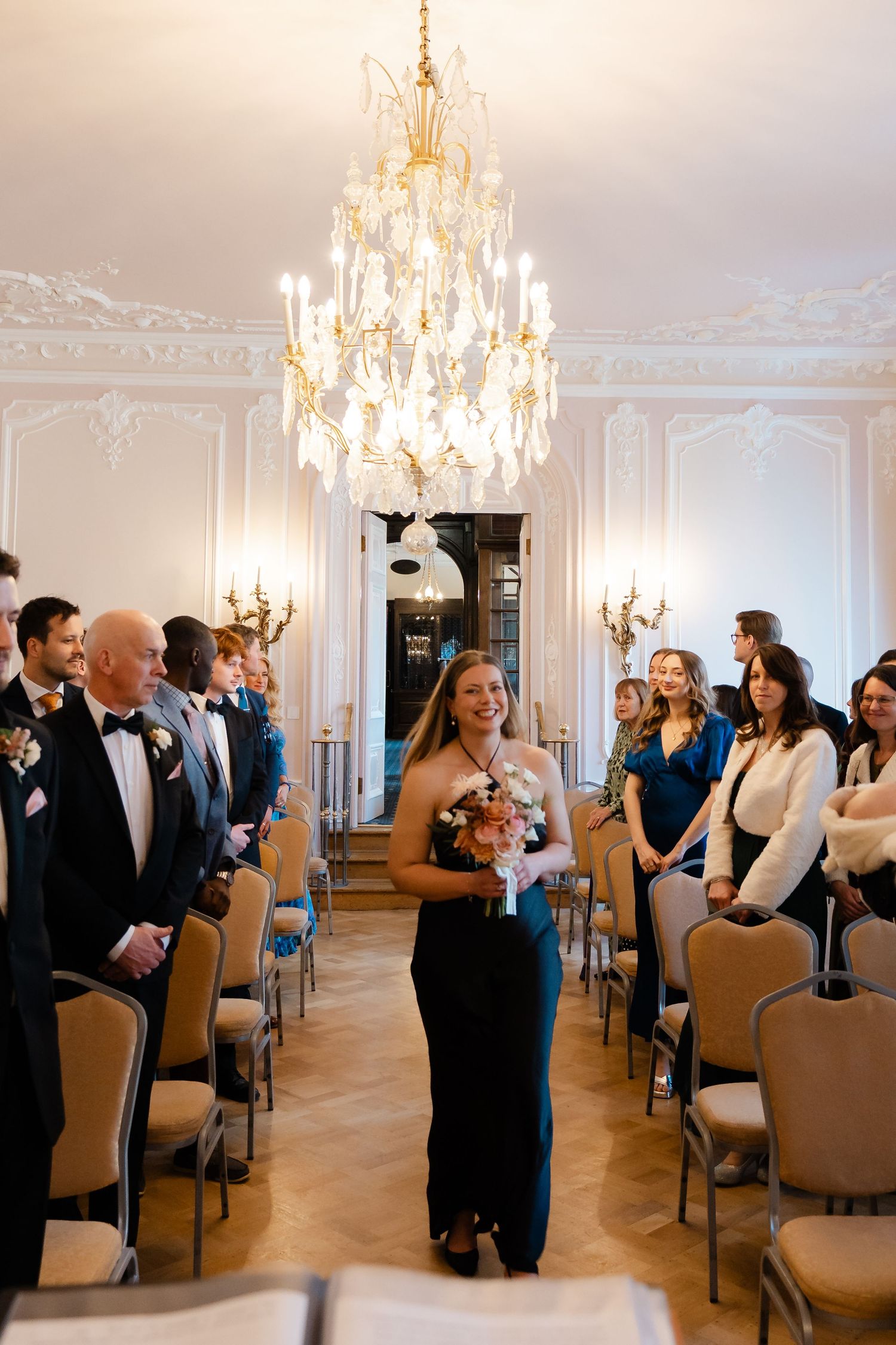 Ceremony inside The Salon pink room at York House Twickenham