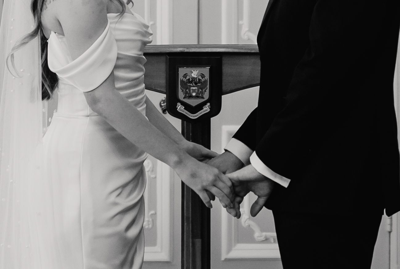 Ceremony inside The Salon pink room at York House Twickenham