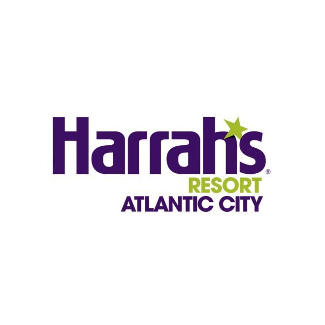 Harrah's Resort Atlantic City casino logo on dark background.