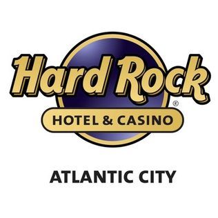 Collection of Hard Rock Hotel and Casino Atlantic City gold and blue logos.