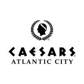 Caesars Atlantic City black and white logo with classical Roman profile design.