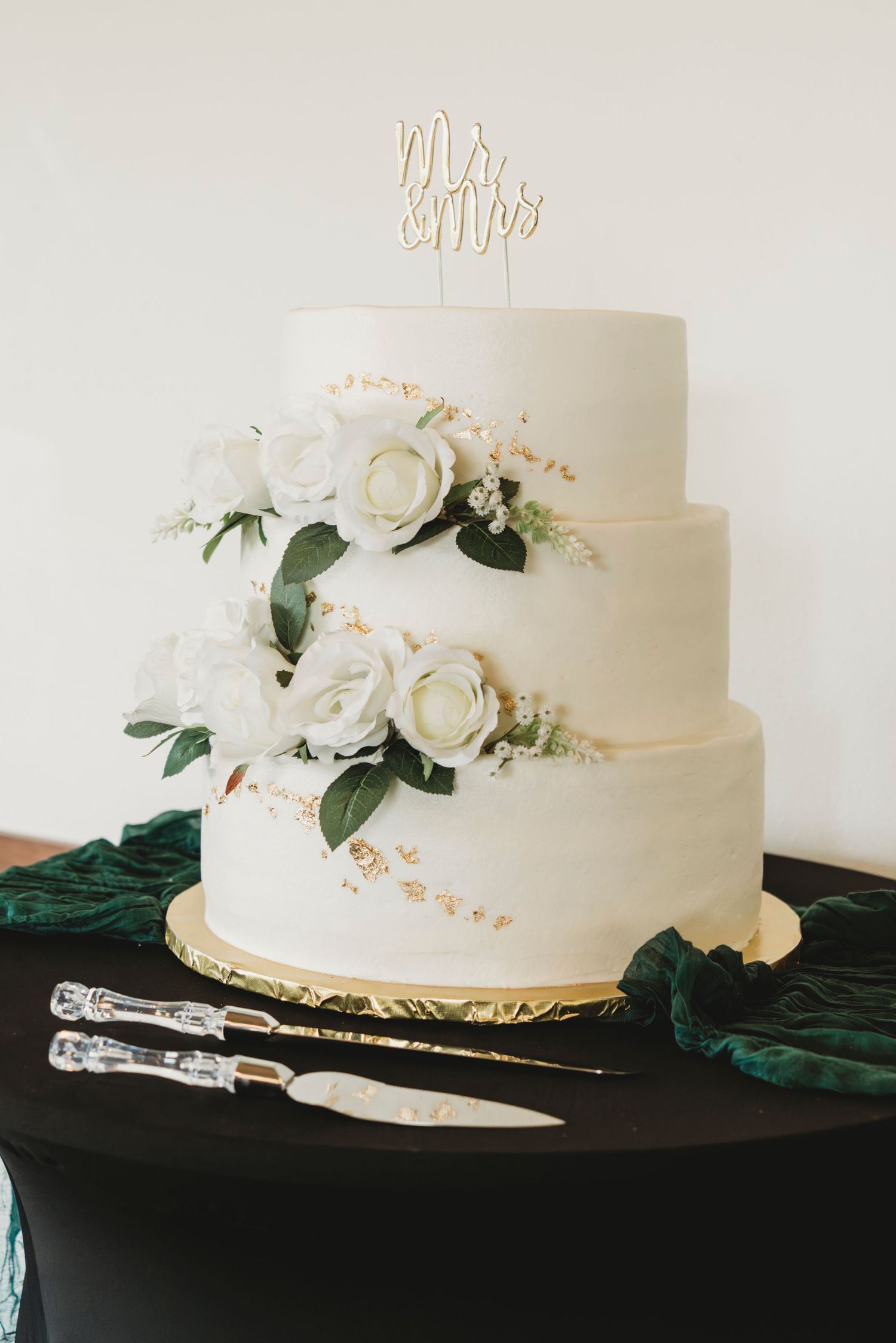 Wedding cake detail white tiered floral cake Waco TX Sudden Joy Visuals
