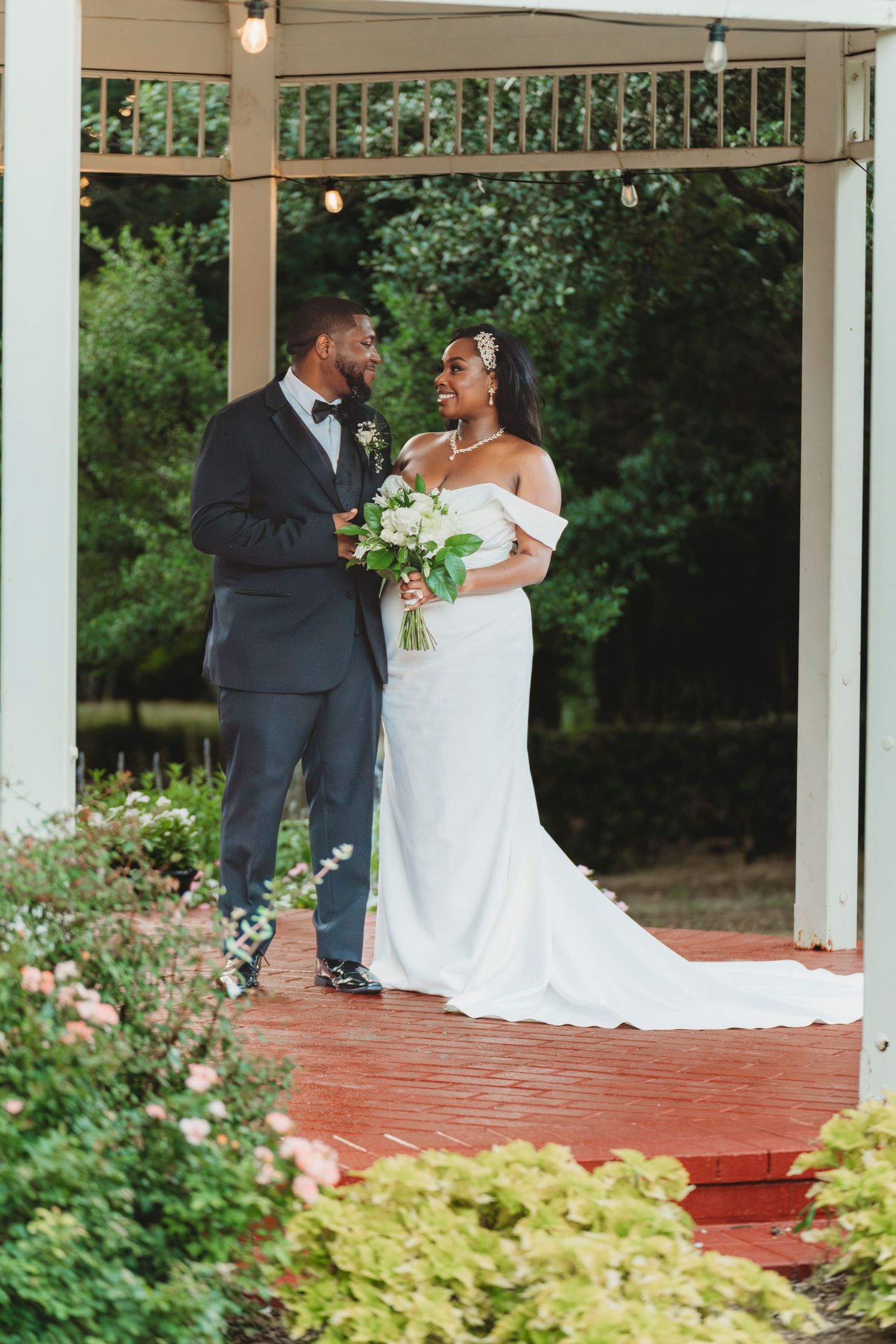 Bride and groom garden wedding portrait Waco TX Sudden Joy Visuals