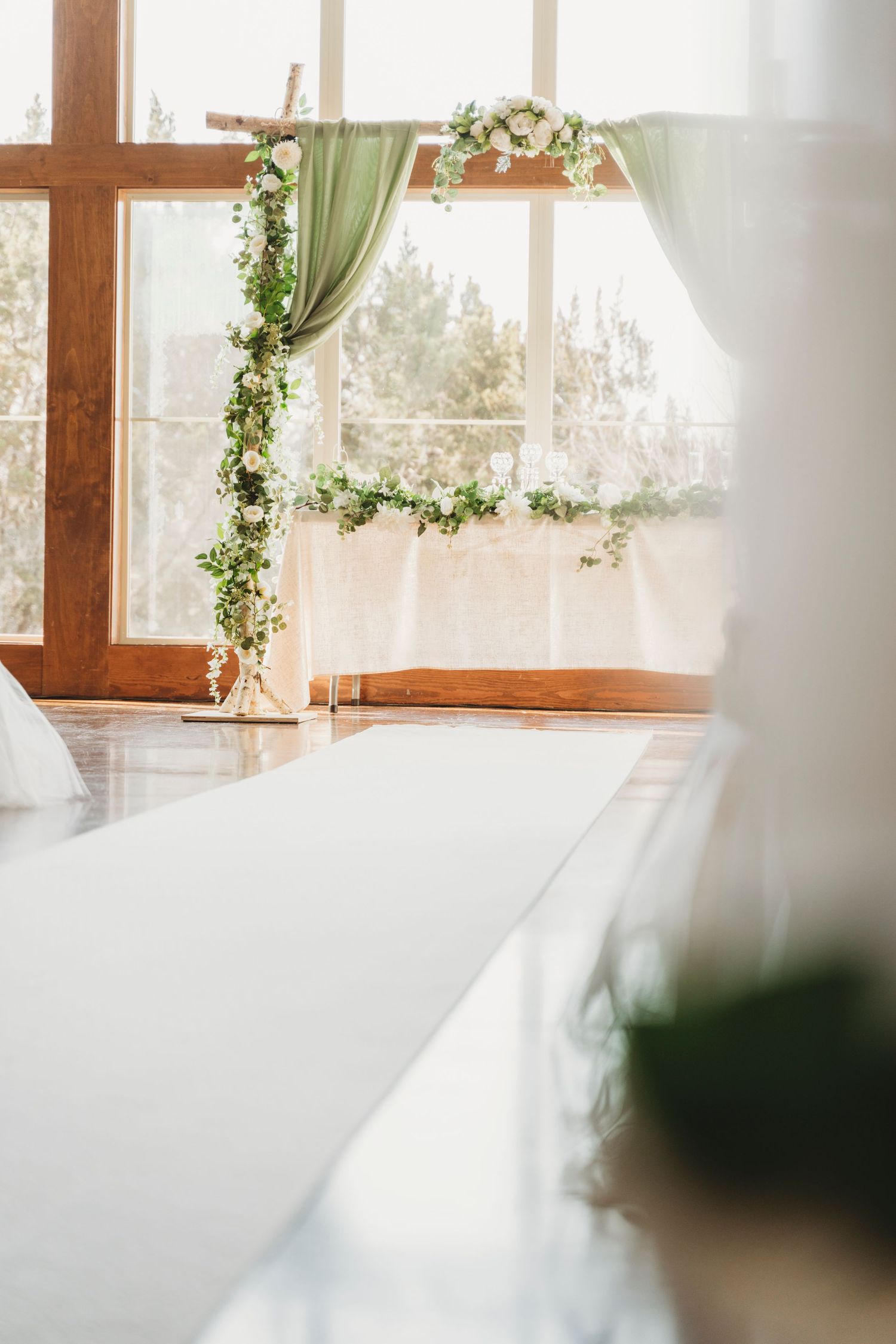 Wedding altar ceremony floral arch wedding photography Waco TX Sudden Joy Visuals