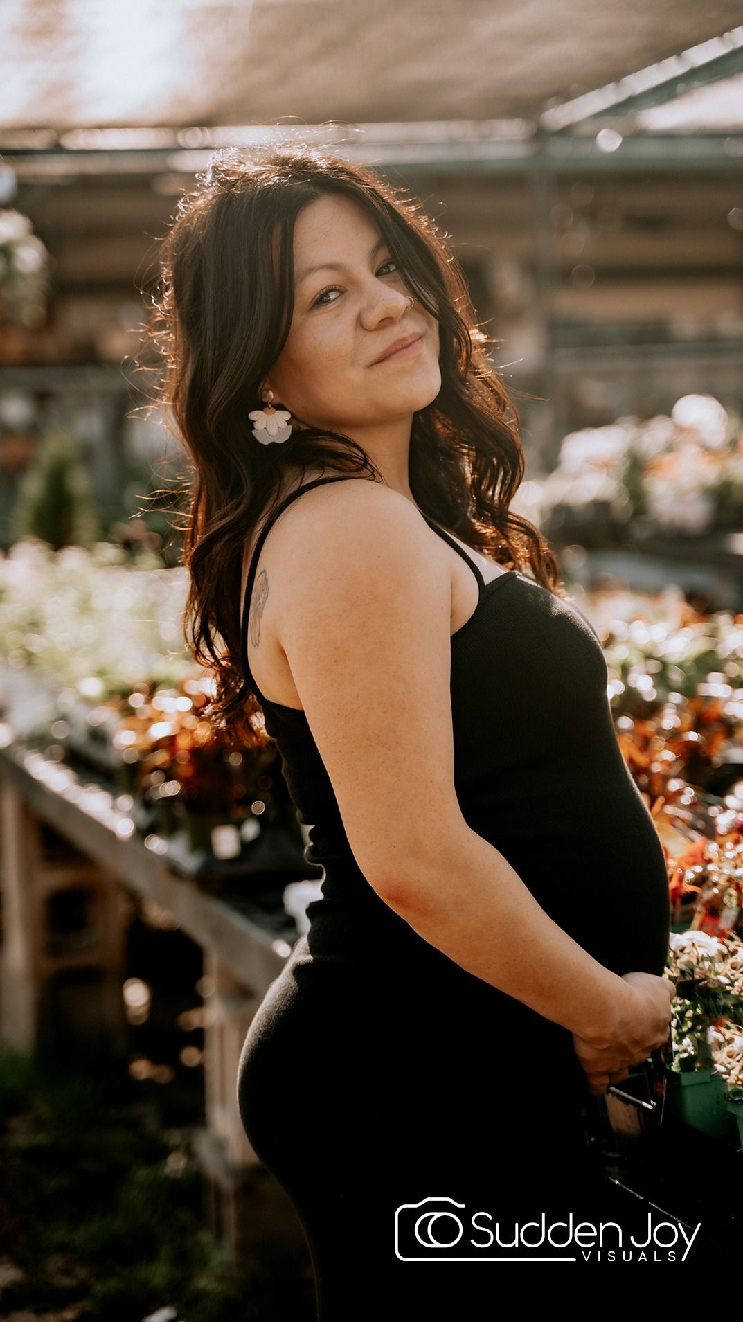 maternity Woman lifestyle portrait outdoor garden Waco TX Sudden Joy Visuals