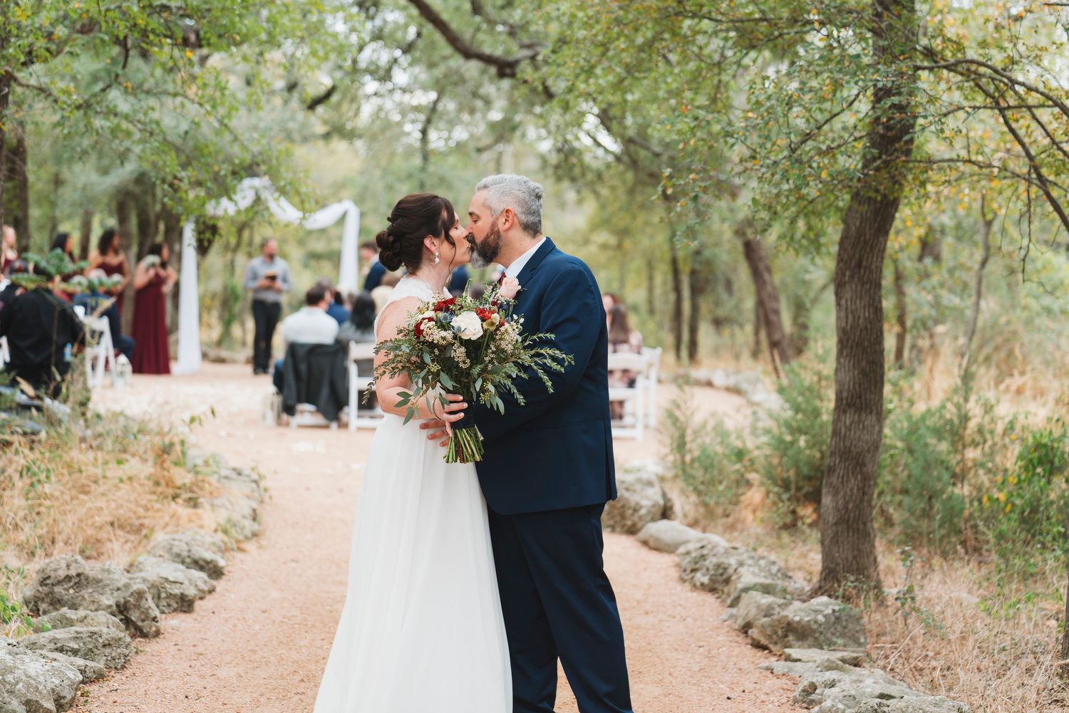 Bride and groom woodland ceremony portrait Waco TX Sudden Joy Visuals