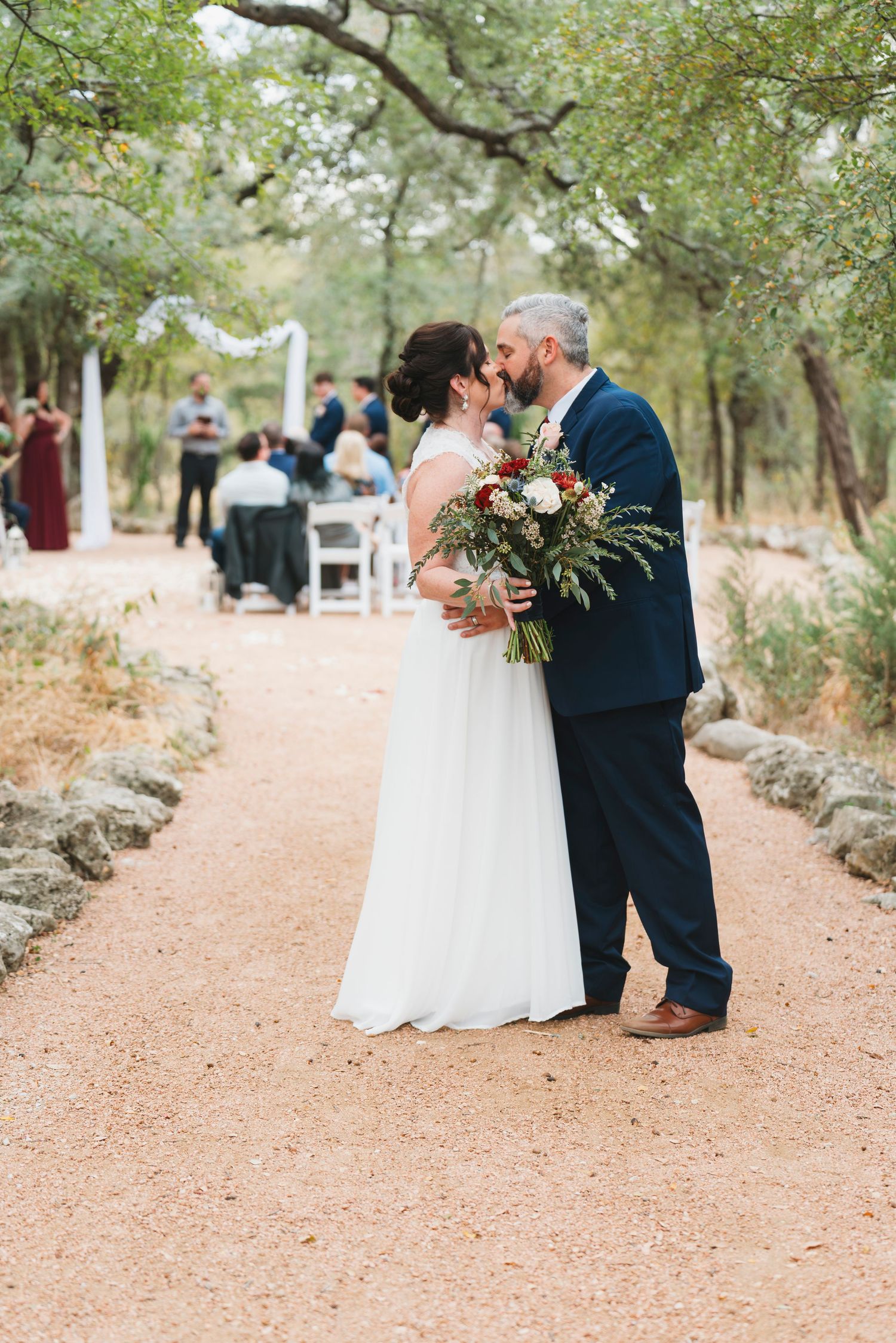 Bride and groom woodland ceremony portrait Waco TX Sudden Joy Visuals