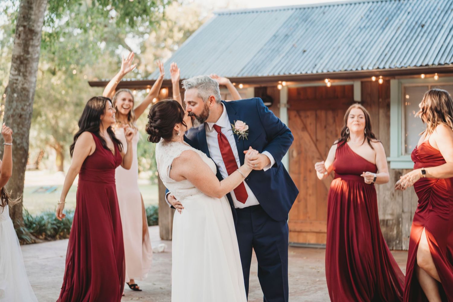 Bride and groom first dance wedding reception outdoor Waco TX Sudden Joy Visuals