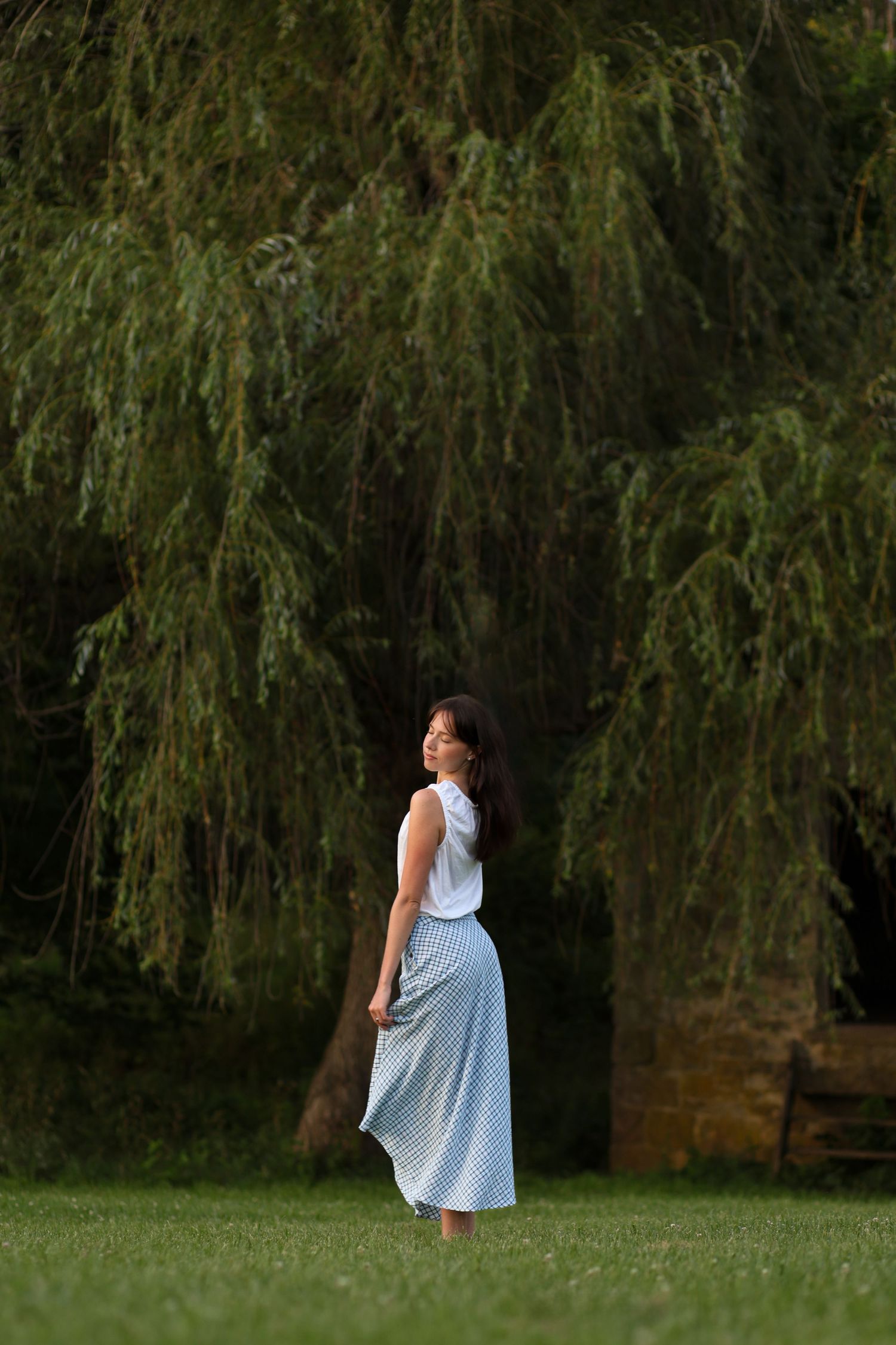 Natural portrait session at Historic Locust Grove in Louisville, Kentucky featuring a young woman in beautiful golden hour light.