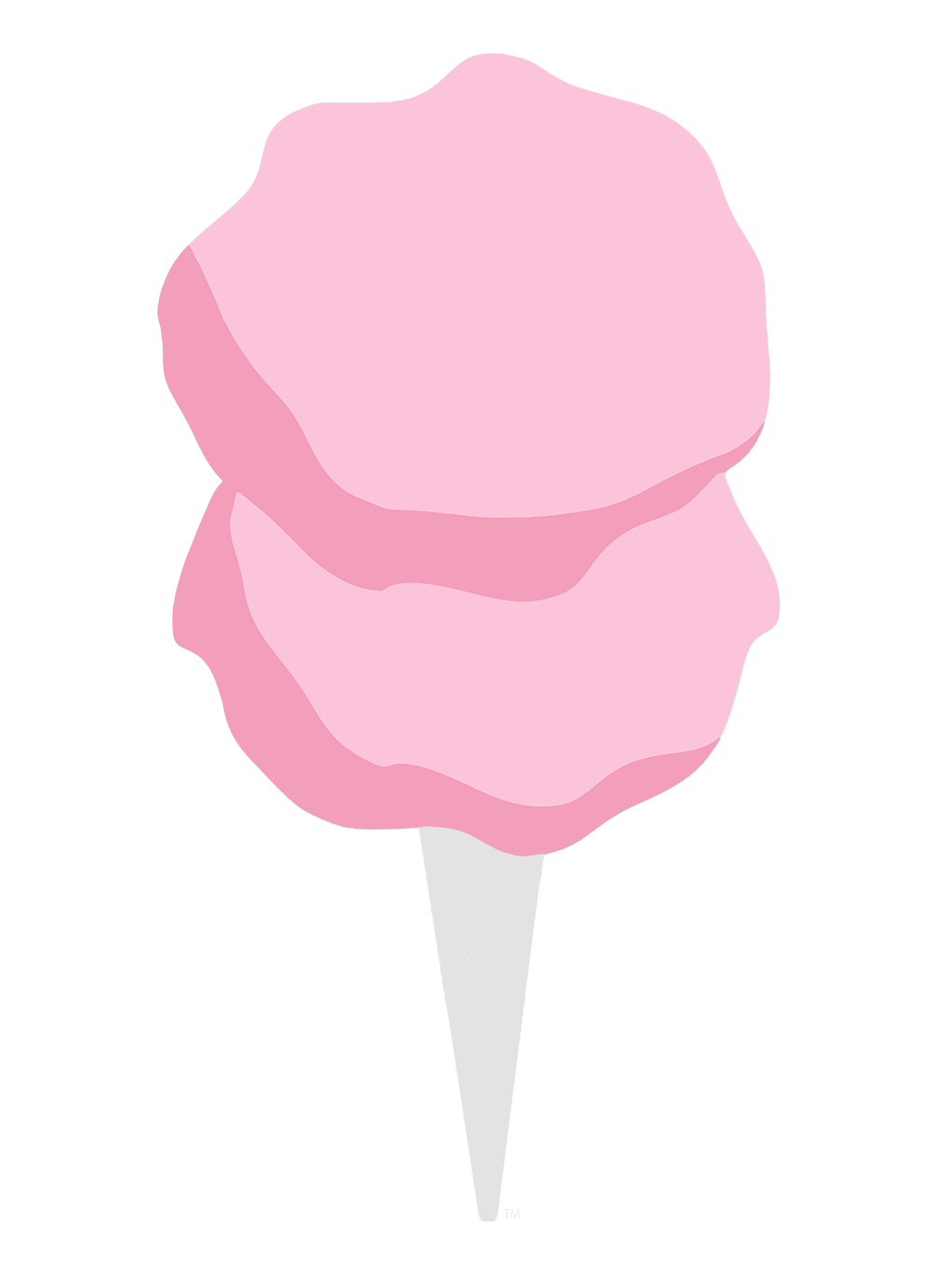 Pink cotton candy clouds floating in a minimalist illustration style against white background.