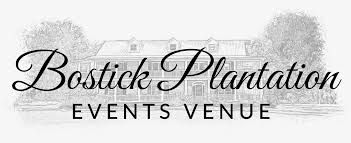 Elegant Bostick Plantation events venue logo with historic building silhouette in grayscale.