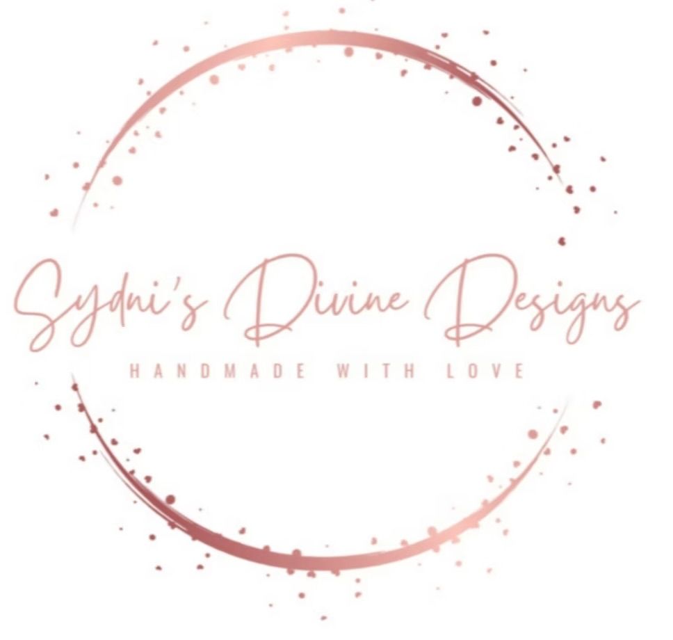 Decorative rose gold business logo with sparkle elements.