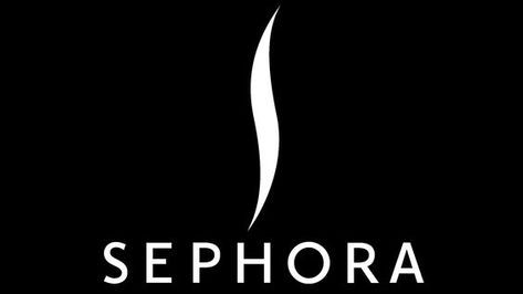 Black and white Sephora logo design featuring stylized text and a minimalist flame symbol.