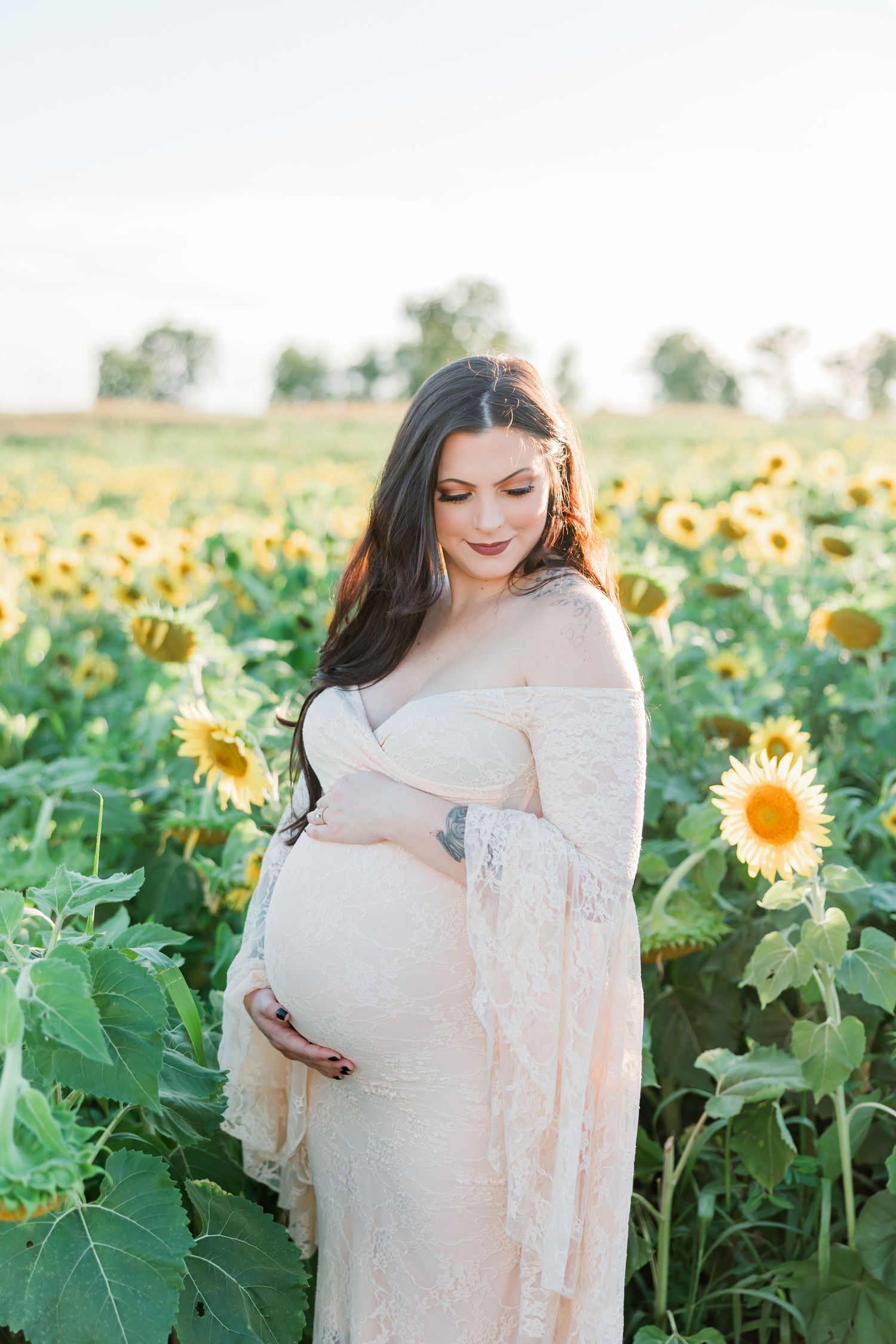Lehigh Valley Maternity Photographer Sunflower Field Anderson Campus Bethlehem PA