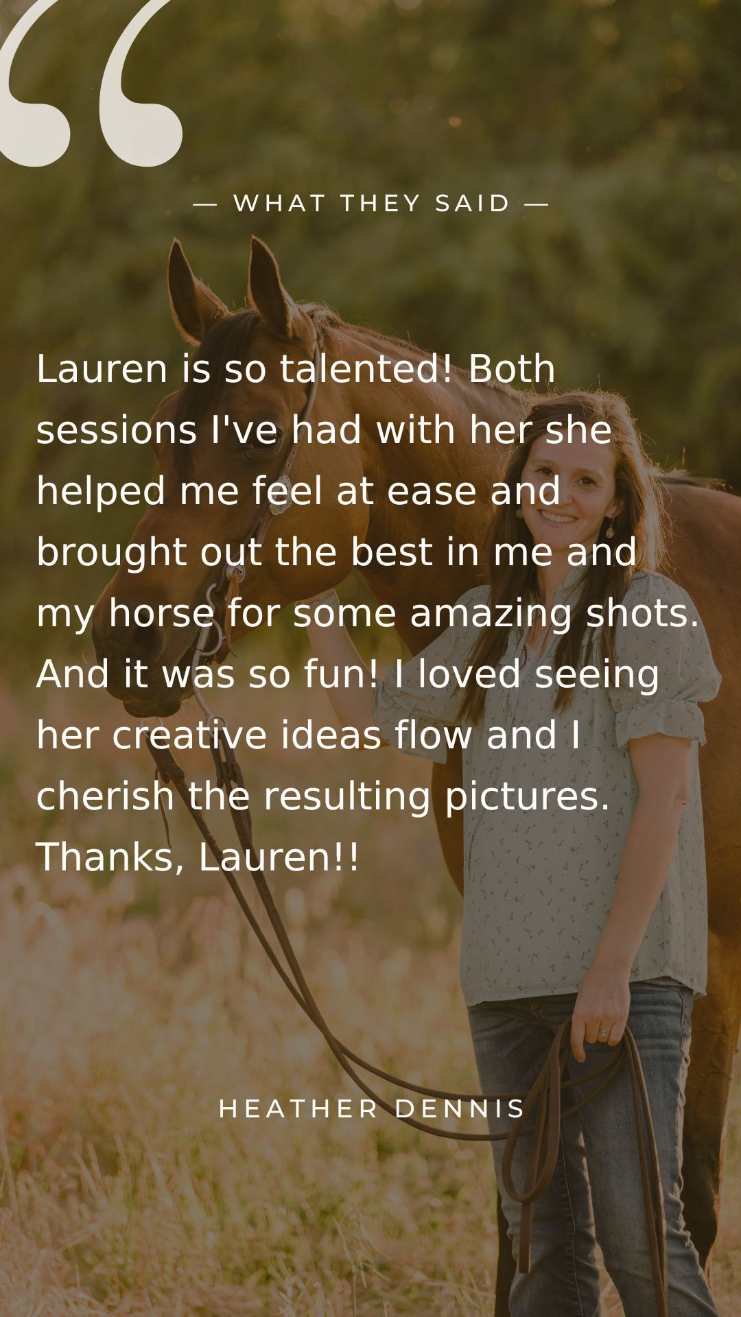 5 star review for California horse photographer in Sacramento and Bay Area