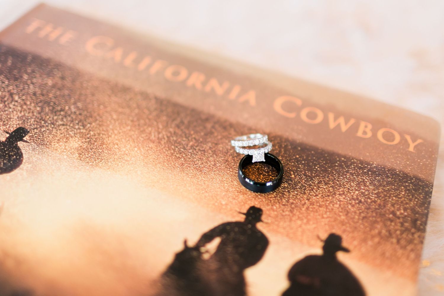 Multiple close-up shots of western-themed novel or book covers in sepia tones displayed in sequence.