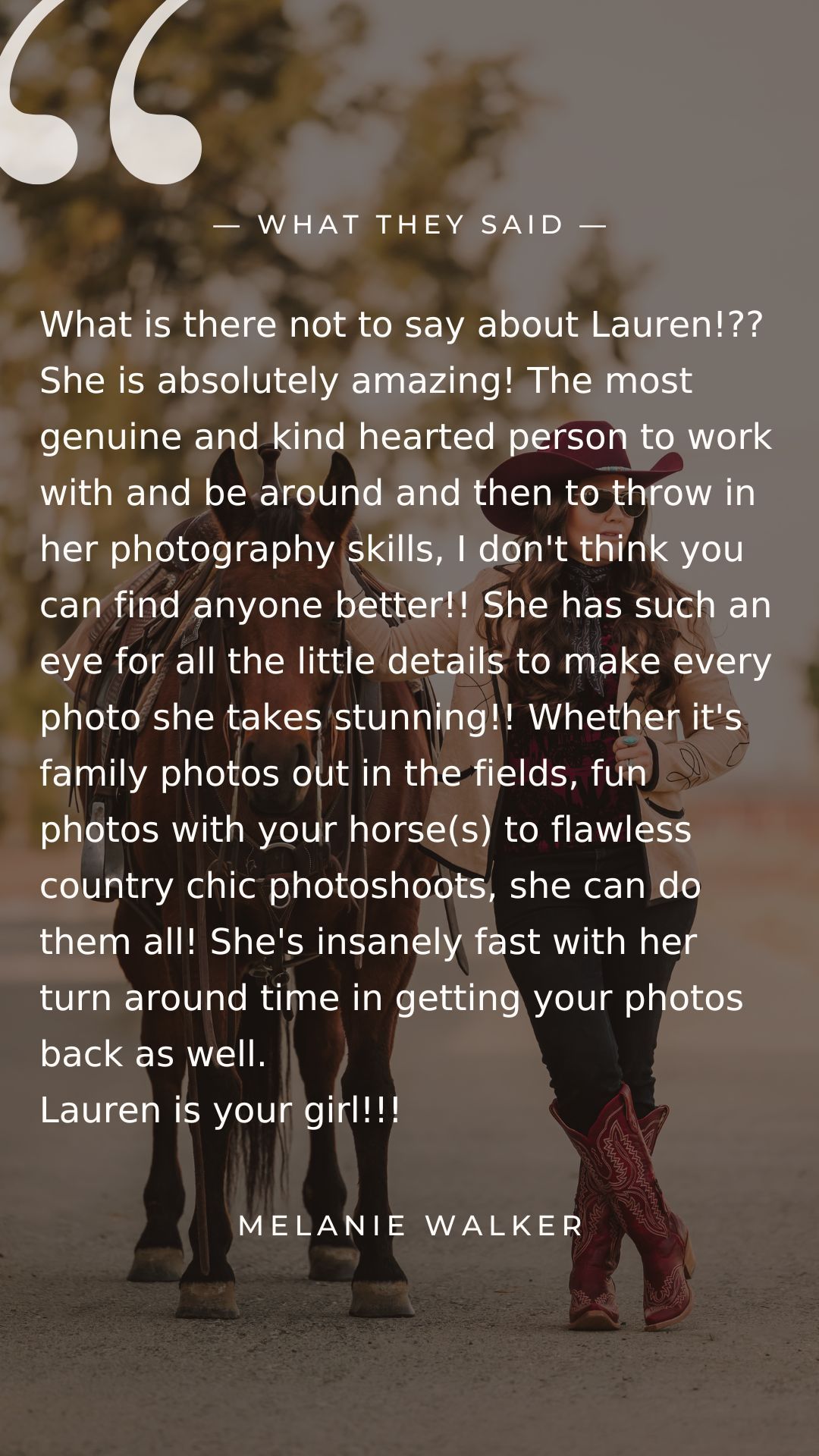 Client review for Northern California Horse Photographer