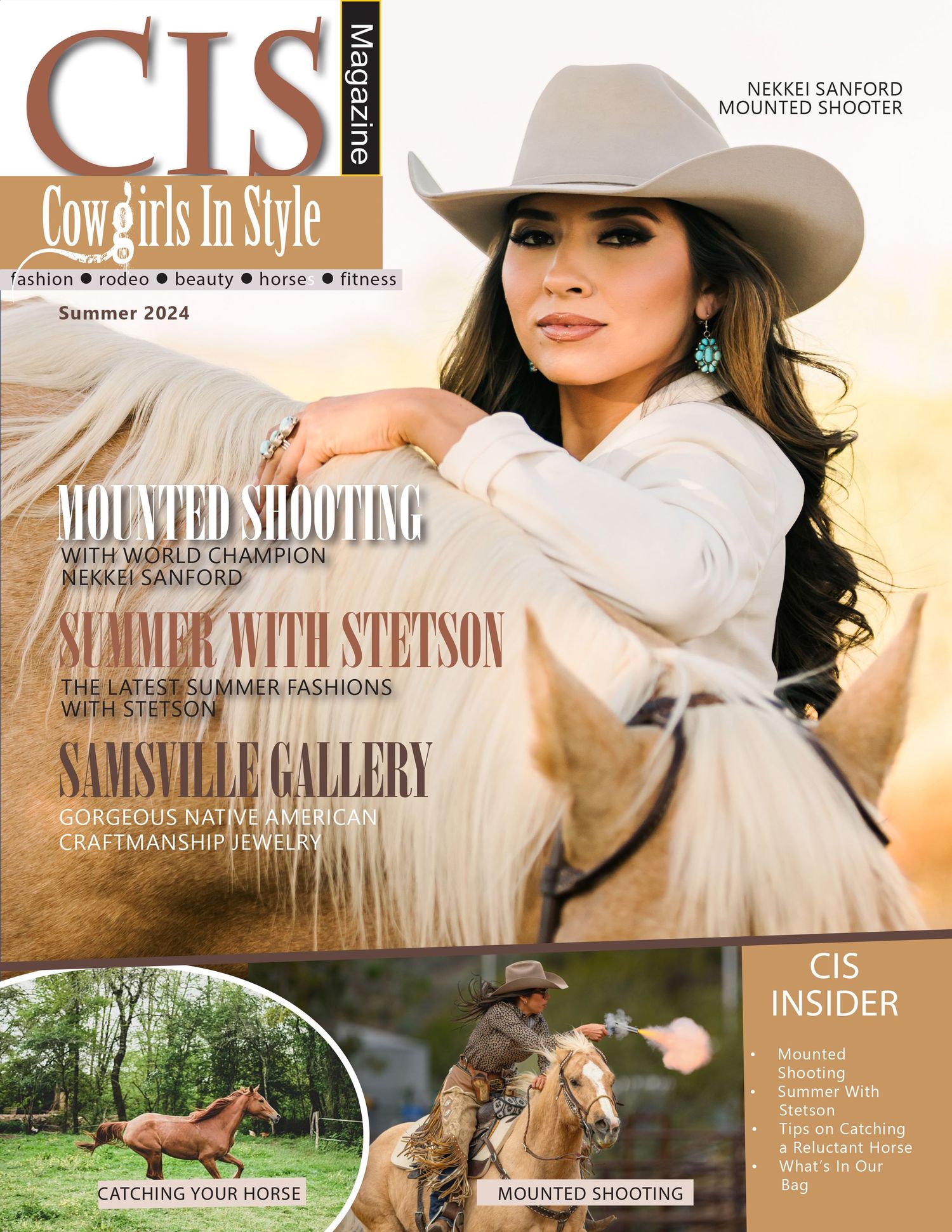 Magazine covers of 'Cowgirls in Style' publication showing western fashion and lifestyle imagery.