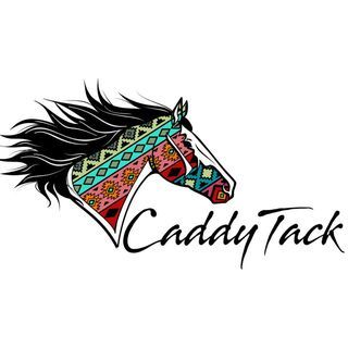 Decorative horse head logo with colorful southwestern patterns for CaddyTack.