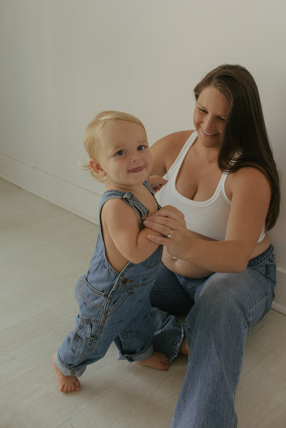 Maternity photo session with son at the Lumen room in Denton, TX