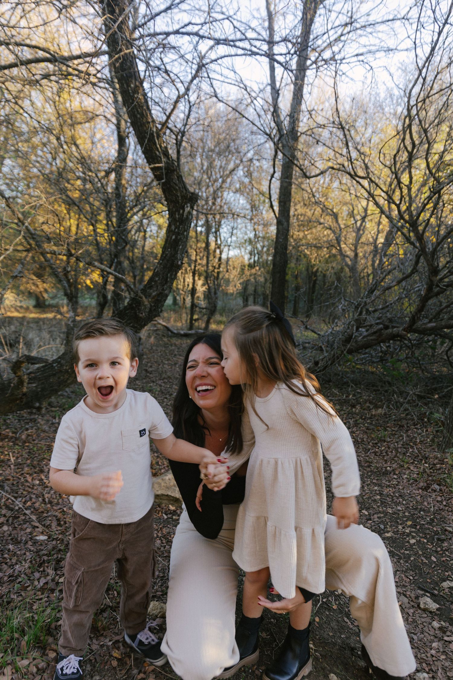 Mom with kids in Argyle, tx field