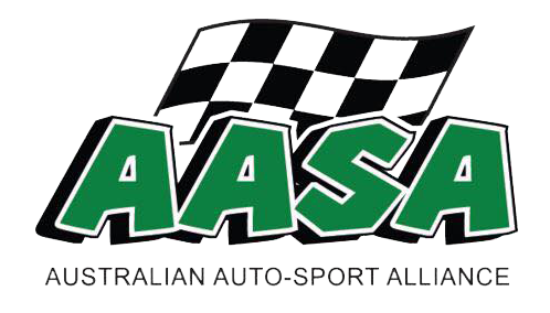 AASA Australian Auto-Sport Alliance logo featuring a black and white checkered racing flag.