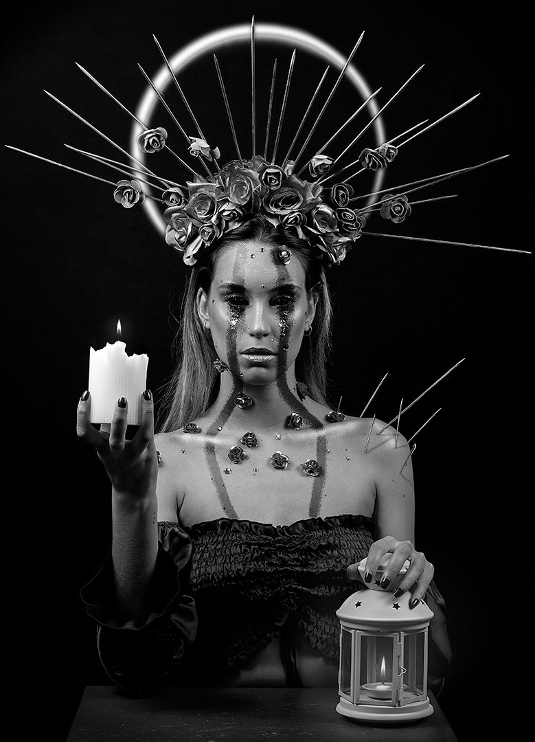 Studio portrait with dramatic lighting Lanzarote — 
professional model portfolio photography