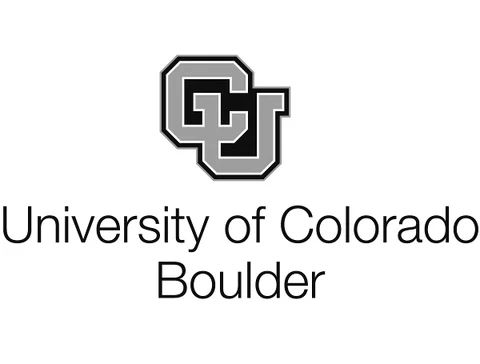 University of Colorado Boulder official logo with interlocking CU letters in black and white.