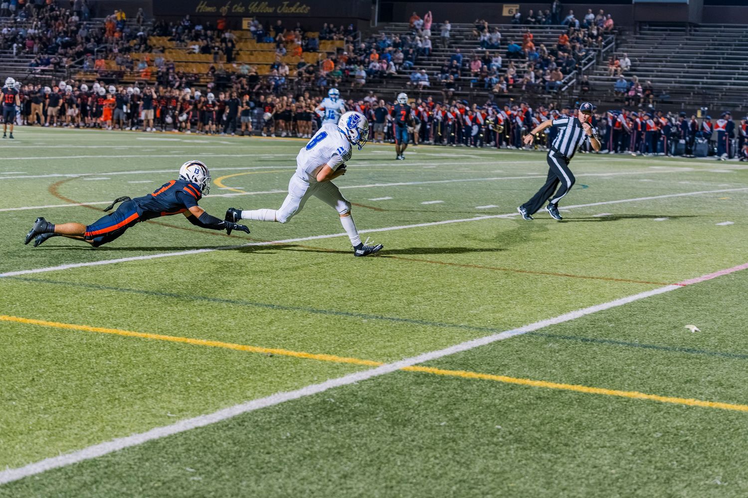 Brunswick Football player runs downfield to score winning touchdown against Berea Midpark.