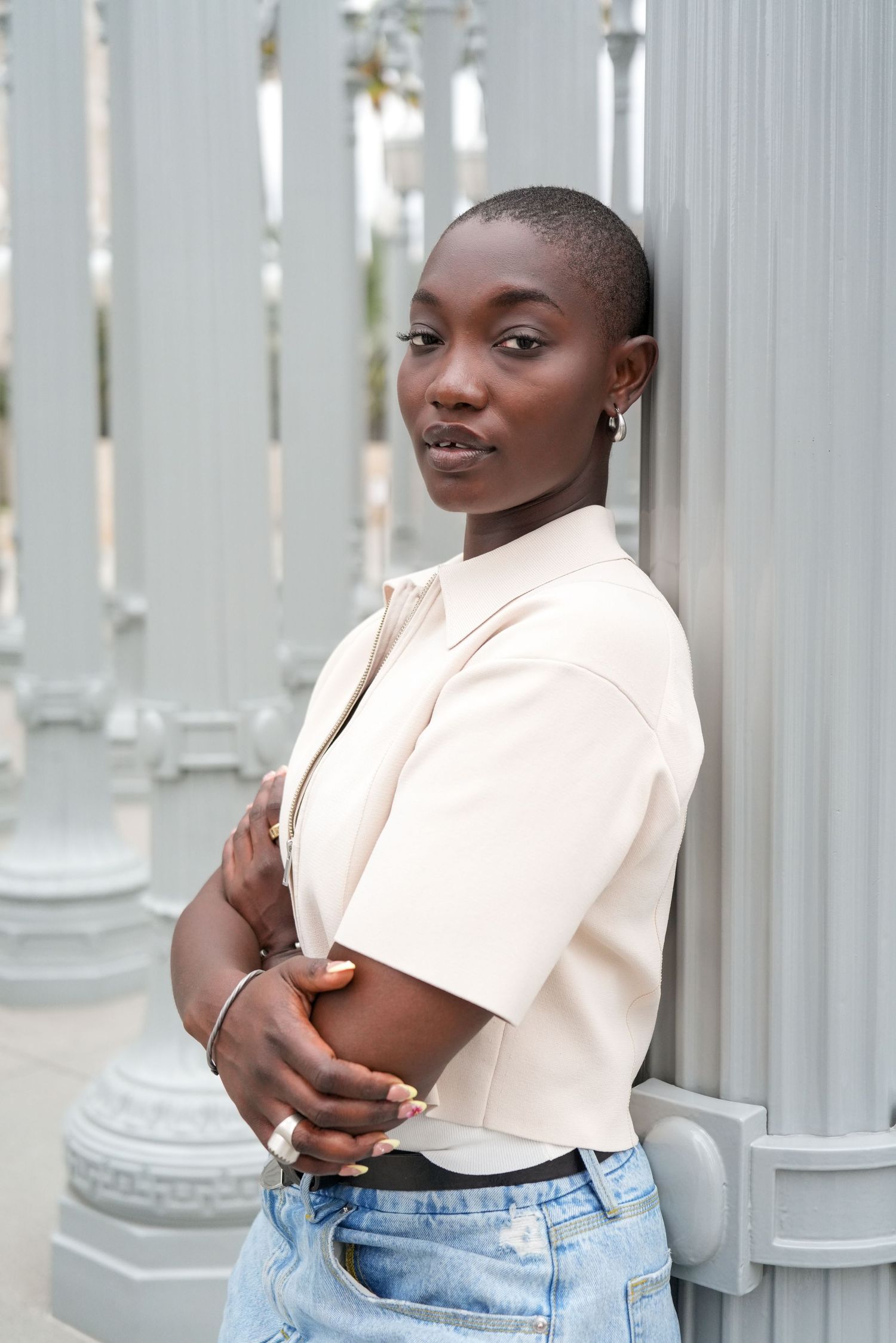 Editorial style portraits among LACMA's Urban Light installation