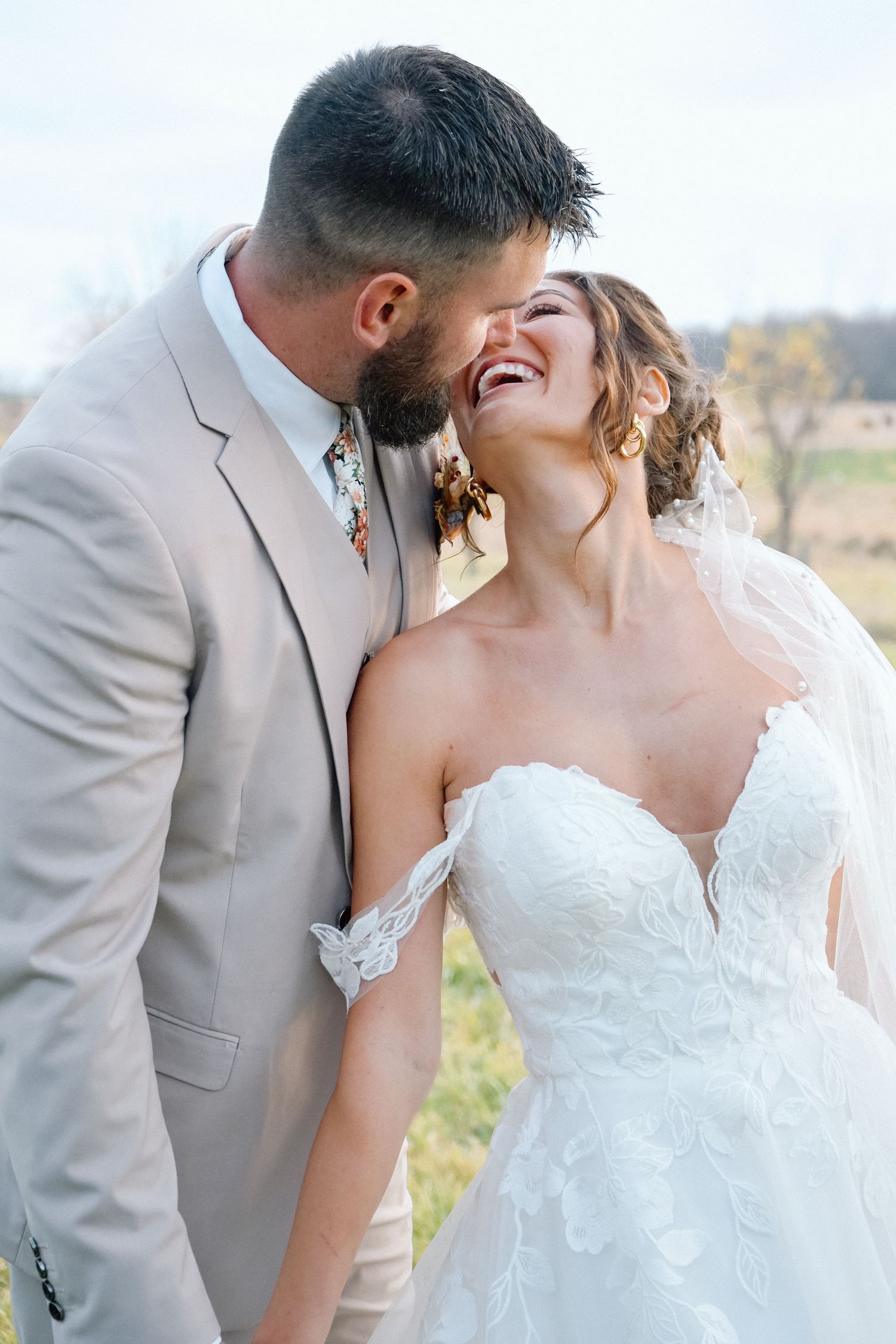 wedding day, married couple, wedding on the farm