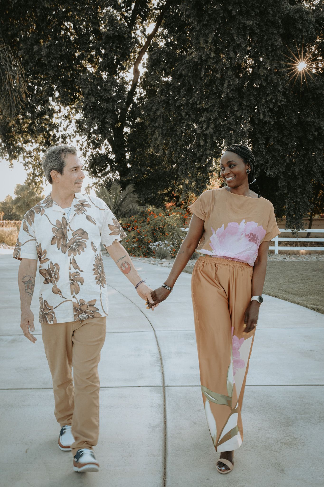 Romantic couples or engagement portrait capturing connection and love in natural ligh