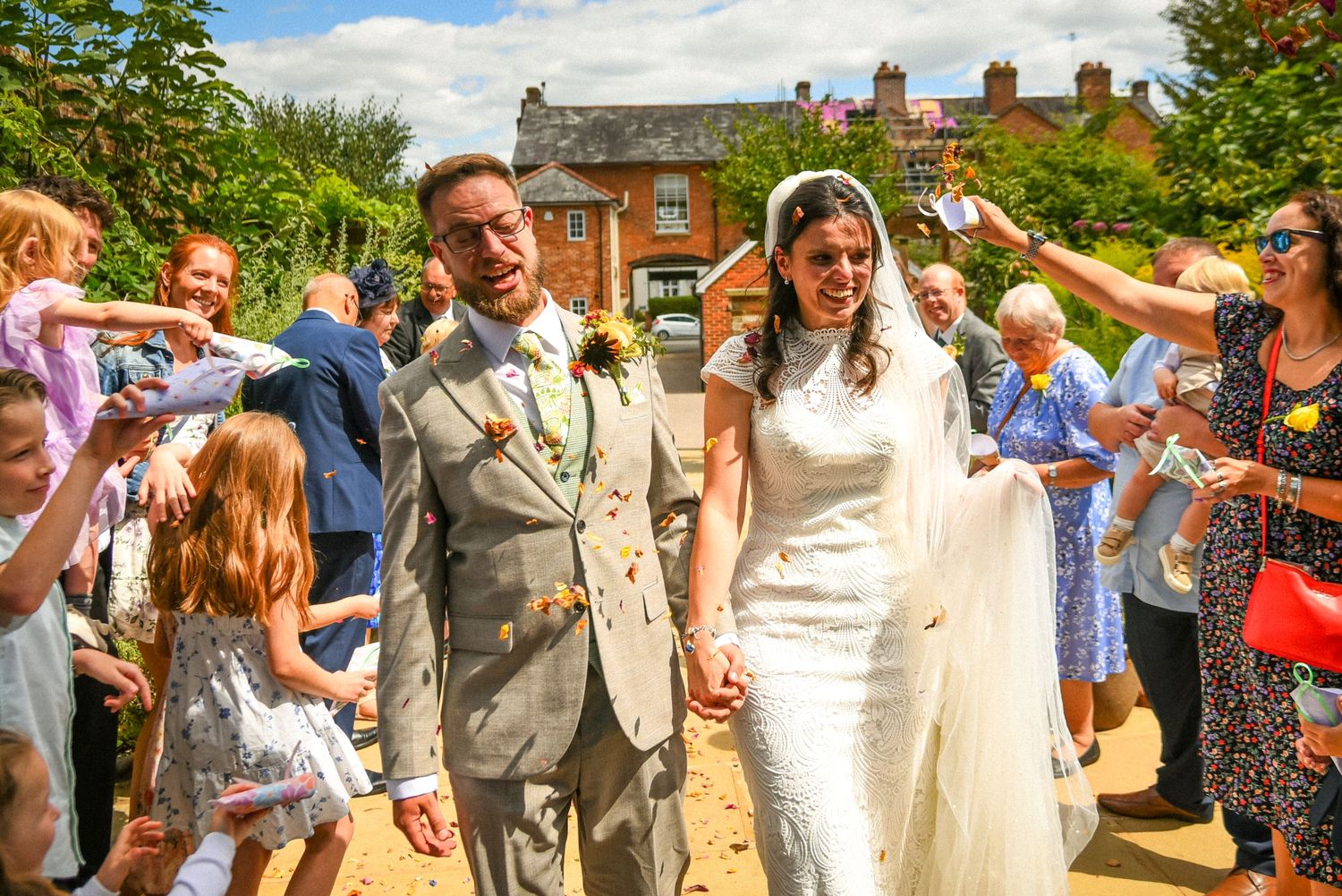 Candid wedding portraits in Wimborne town center by Martin Carter