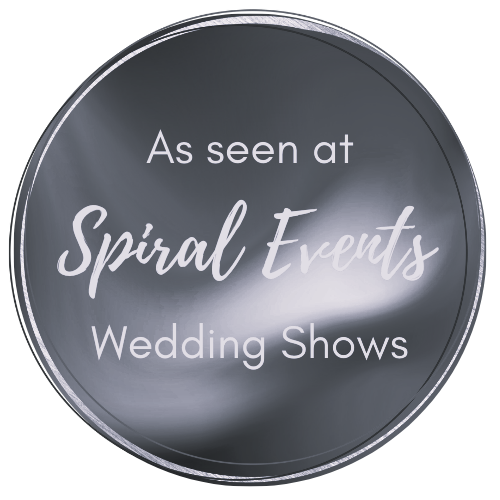 Silver badge reading As seen at Spiral Events Wedding Shows.