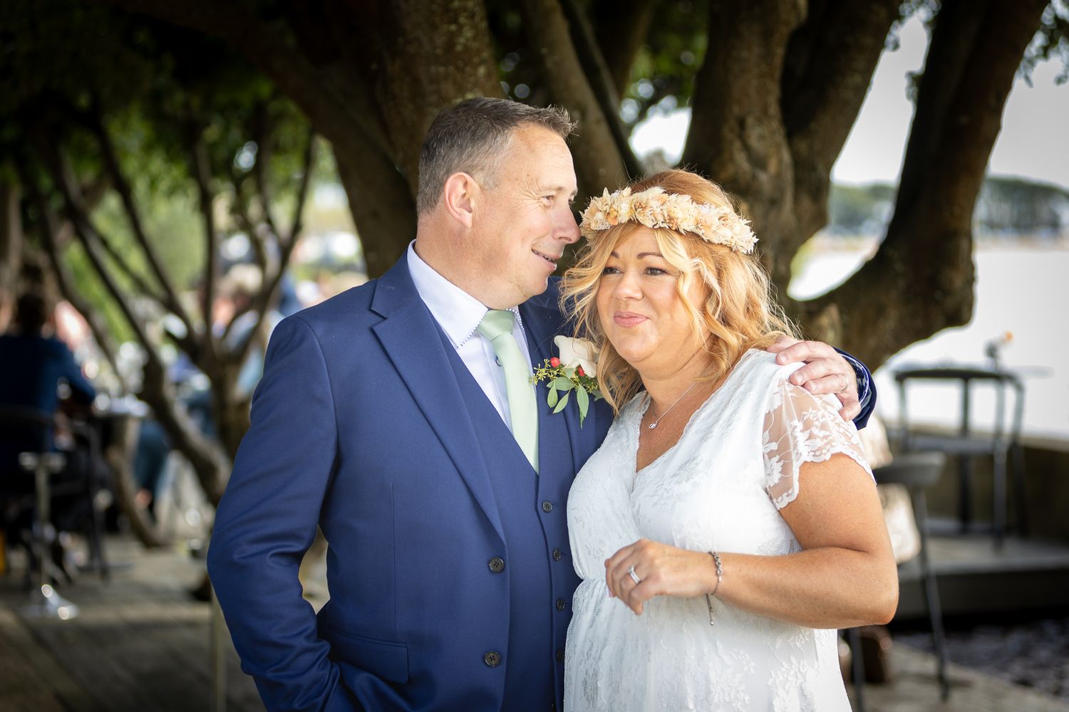 Coastal wedding photography at Christchurch Harbour Hotel overlooking Mudeford Quay, Dorset