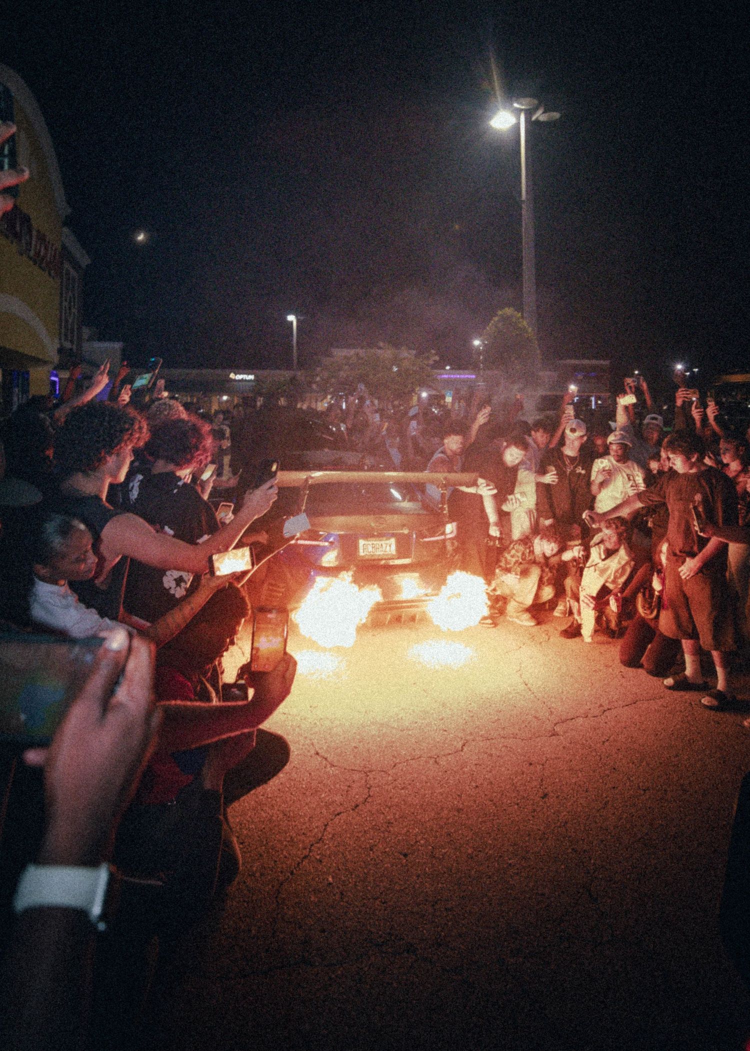 RC350 spitting flames