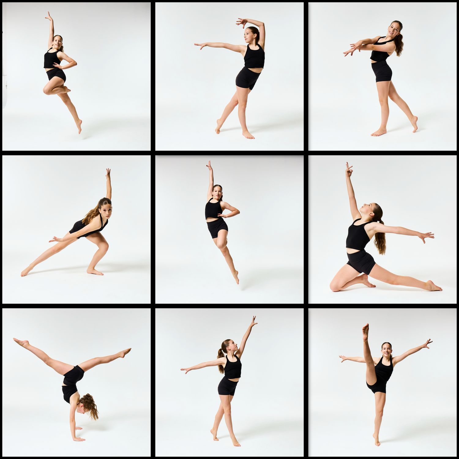 A series of dancing images in a grid formation