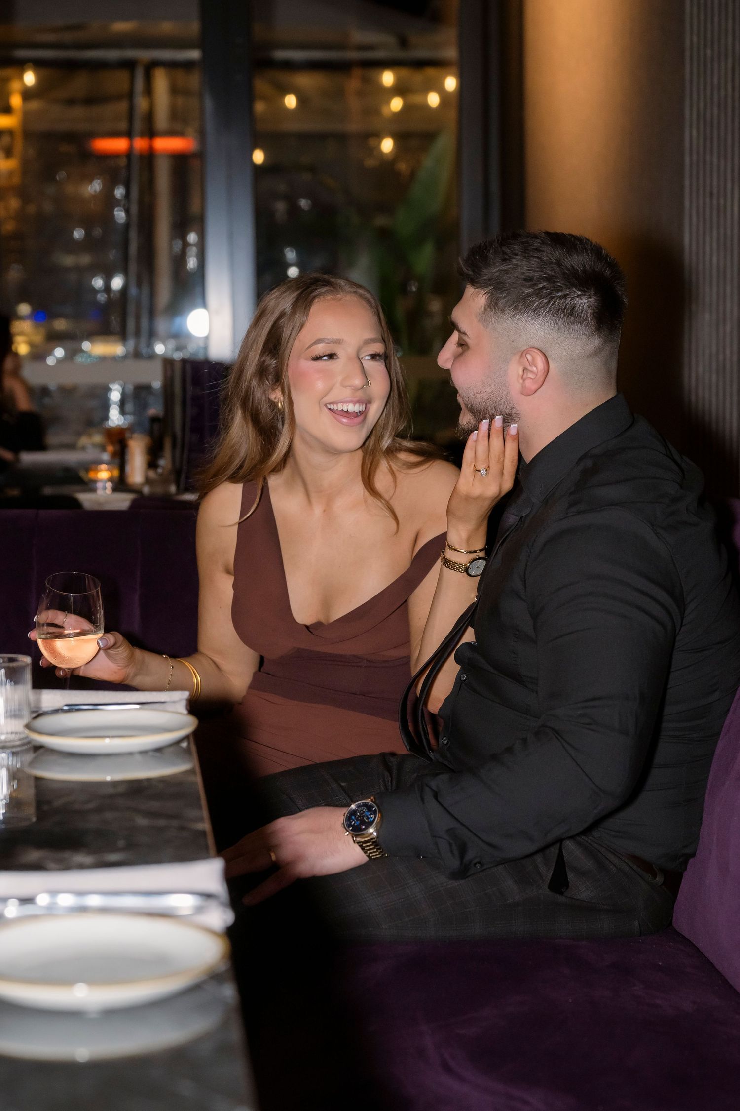 Editorial engagement photography inside a Melbourne CBD bar.